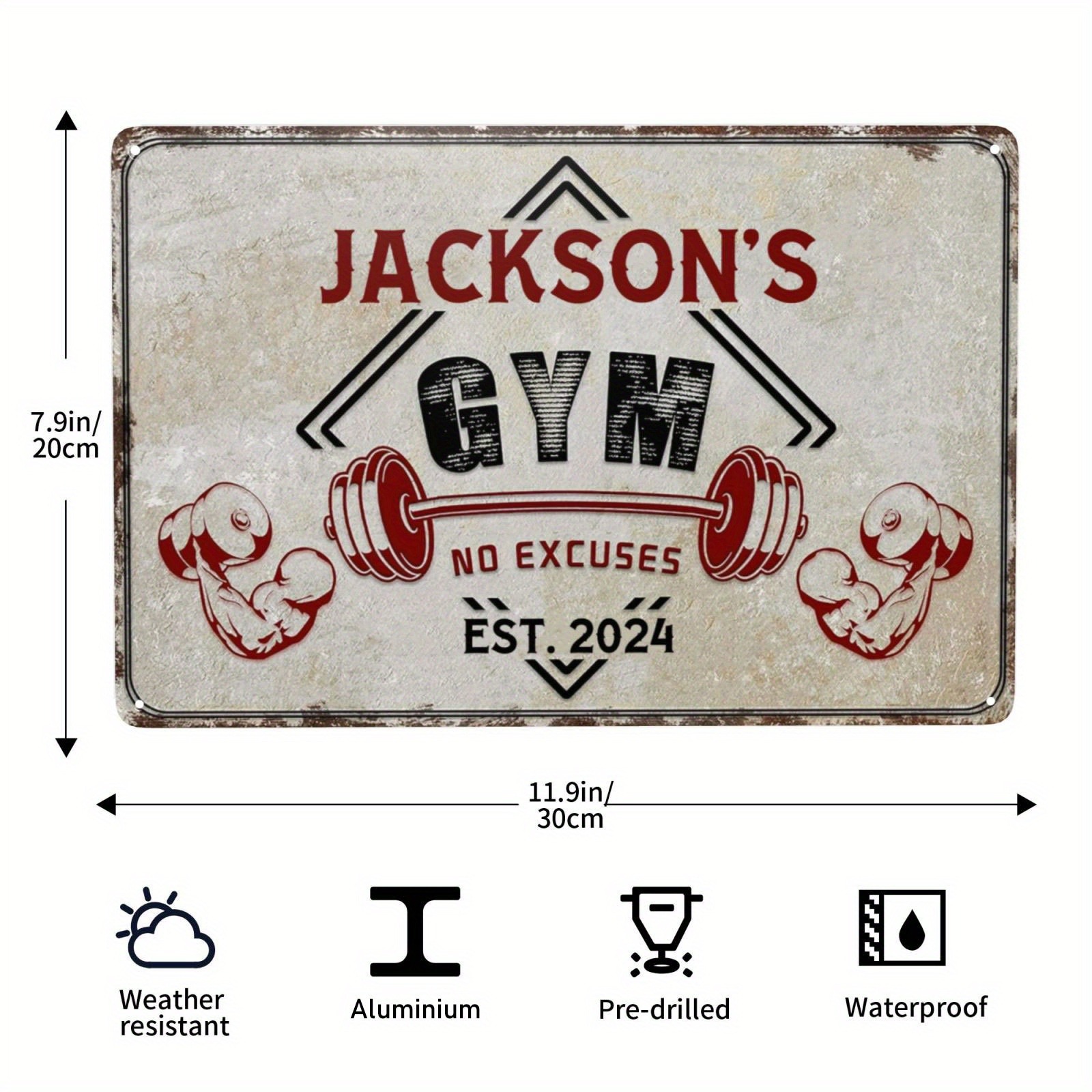Home Gym Decor - 1pc Custom Name Gym Plaque,Personalized Vintage