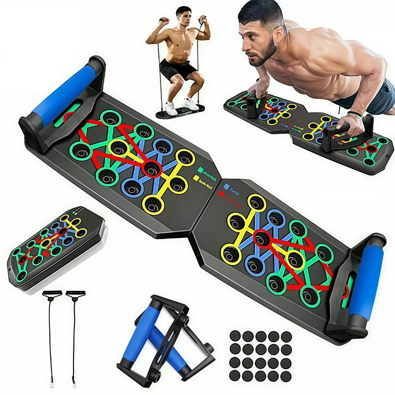 Home Gym System - Foldable Push Up Board with Resistance
