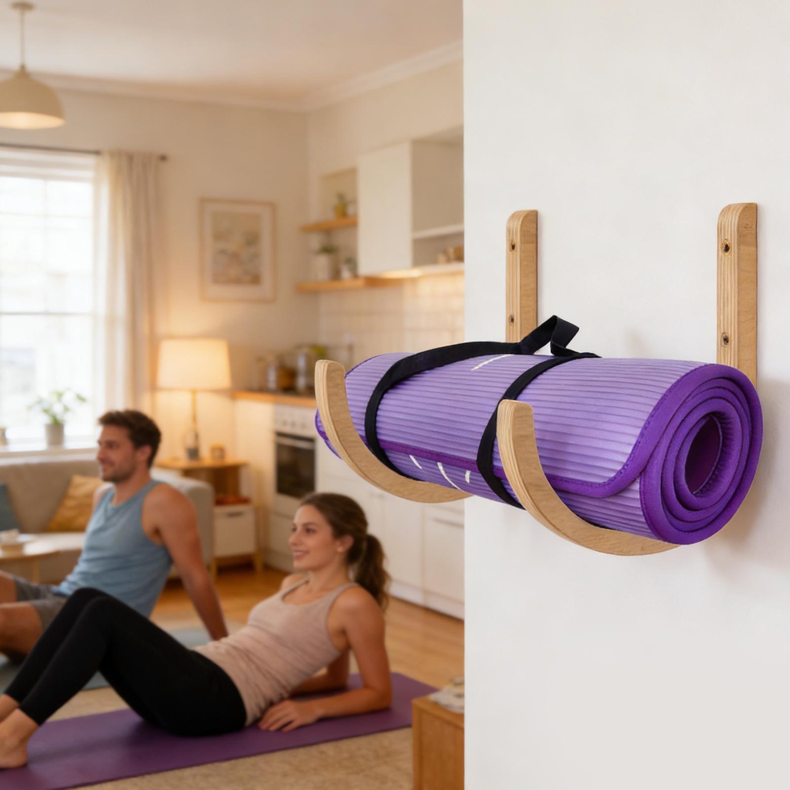 Wooden Yoga Mat Holder Wall Mo - Home Gym Yoga Storage 评论和价格