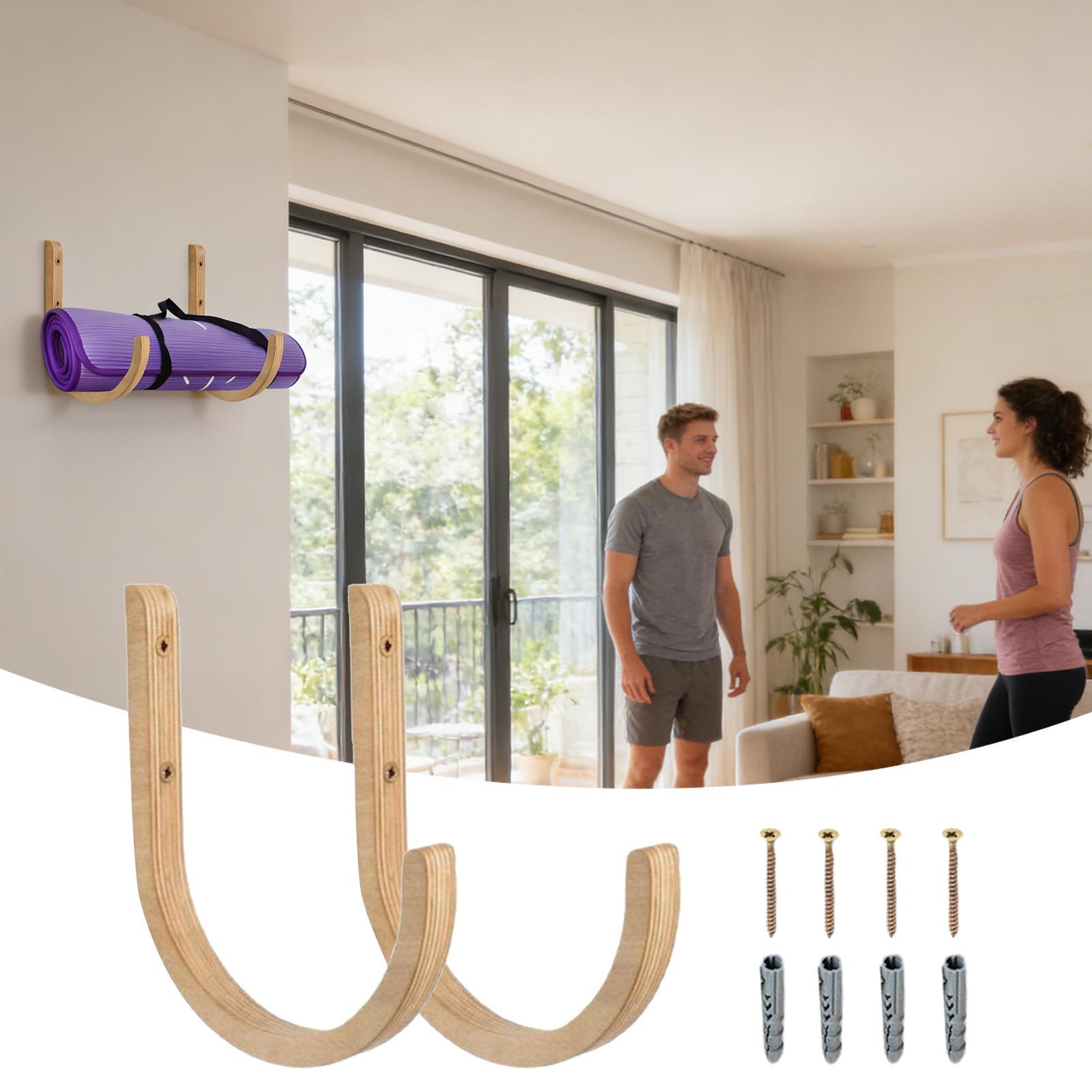 Wooden Yoga Mat Holder Wall Mo - Home Gym Yoga Storage 评论和价格