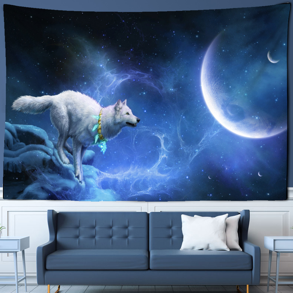 Fantasy wolf tapestry wall han - Home Gym Decor 评论和价格