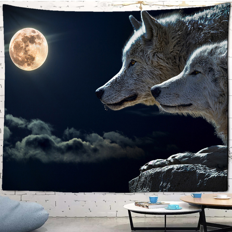 Fantasy wolf tapestry wall han - Home Gym Decor 评论和价格