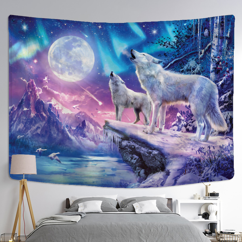 Fantasy wolf tapestry wall han - Home Gym Decor 评论和价格