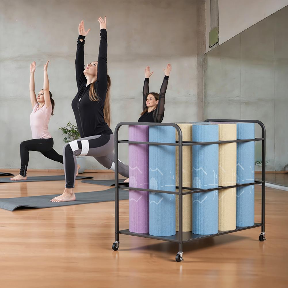 Yoga Mat Storage Rack with Whe - Home Gym Yoga Storage 评论和价格
