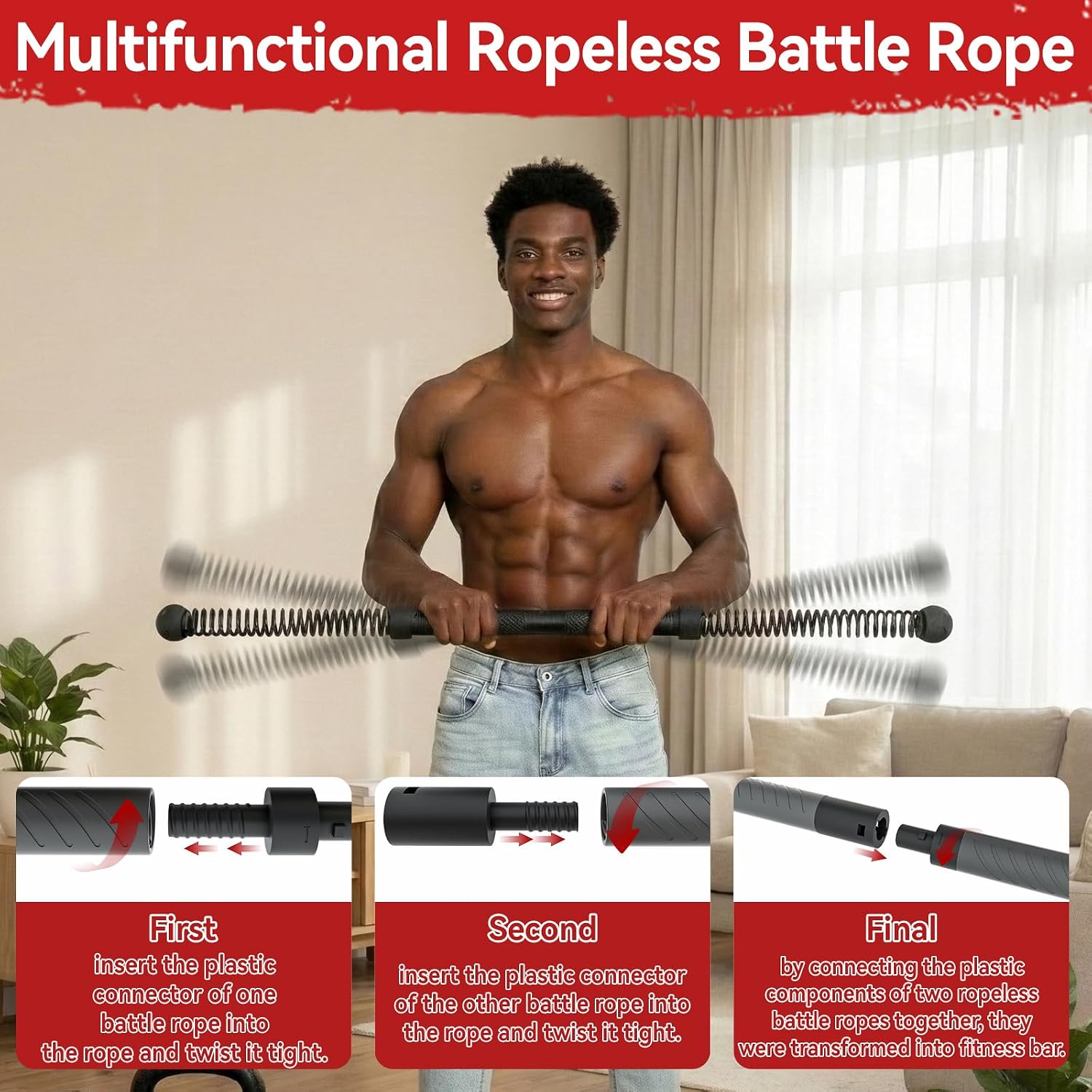 2-in-1 Upgraded Cordless Battl - Home Gym Resistance 评论和价格